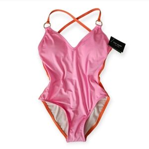 Kate Spade Plunging V-Neck Colorblock One-Piece Swimsuit size XS